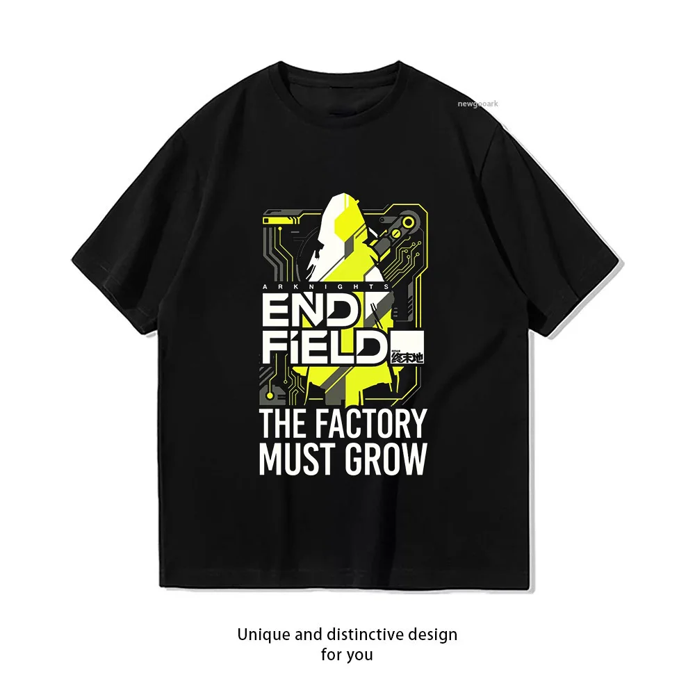 Arknights Endfield The Factory Must Grow Meme T-shirt Woman Man Summer Cotton Graphic T Shirts Adult Streetwear Camisetas Tops