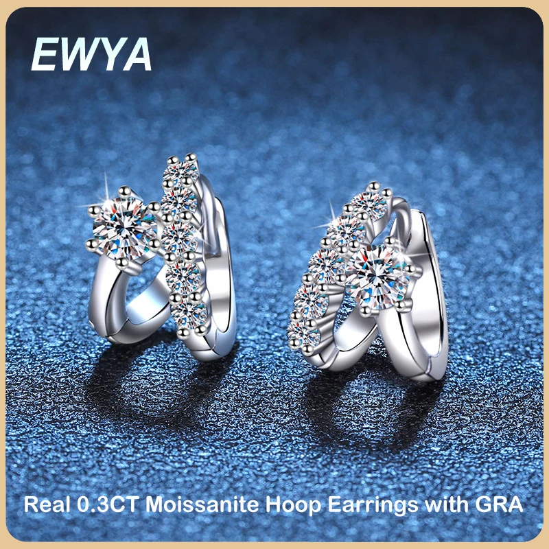 

Серьги-Обручи женские из серебра 100% пробы с муассанитом, 18 к
