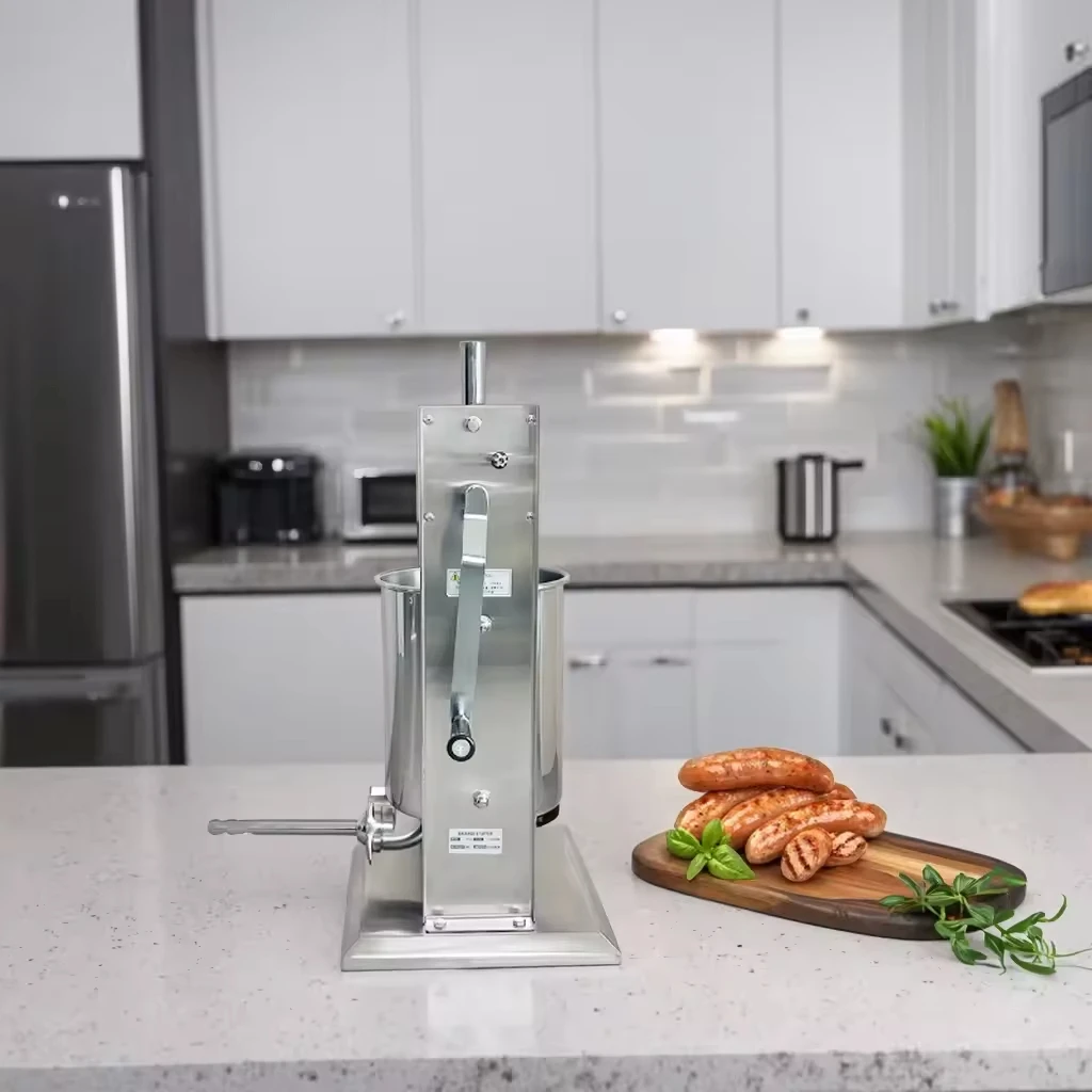 Manual 10L Stainless Steel Sausage Stuffer - Homemade Vacuum Enema Maker, Hand-Operated Filling Machine