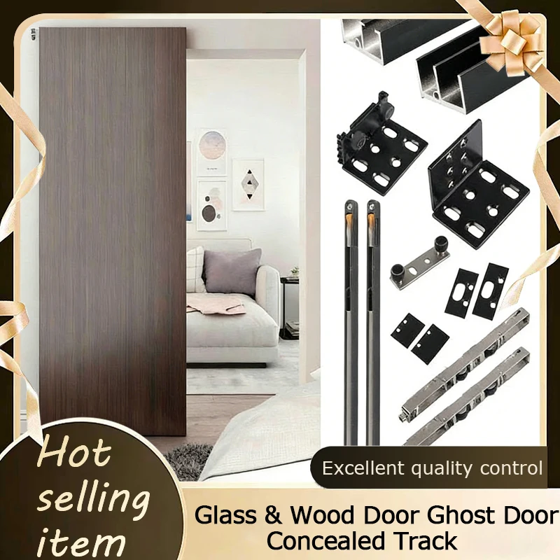 

Фурнитура для скрытых дверей Ghost Door: бесшумные направляющие с двойным демпфером для раздвижных стеклянных или деревянных дверей, подвесные ролики