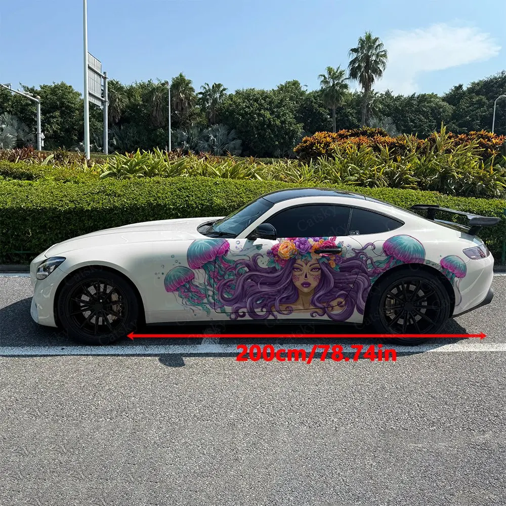

Gothic Girl Stickers Car Decal Full Body Floral Decoration Covering Scratches Protect Car Decal Waterproof Car Vinyl Wraps