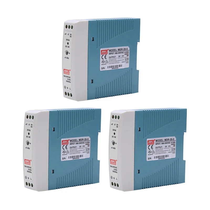 3X MDR-20 5V 20W Din Rail Power Supply Ac-Dc Driver Voltage Regulator Power Suply 110V 220V