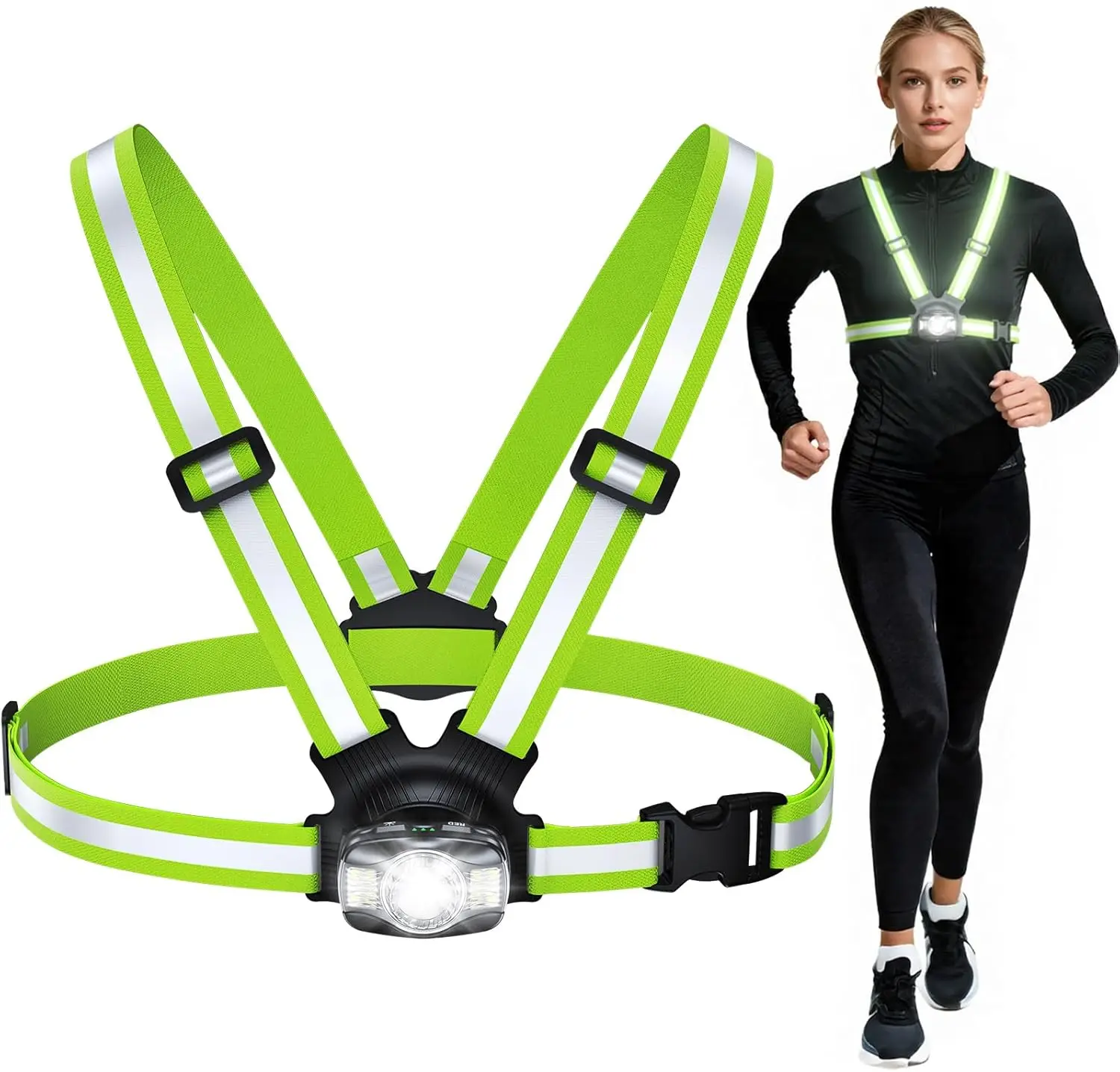 

Фонарь для бега с яркостью 500 люмен, регулируемым лучом, водонепроницаемостью IPX4 и перезаряжаемой батареей, для ночных пробежек