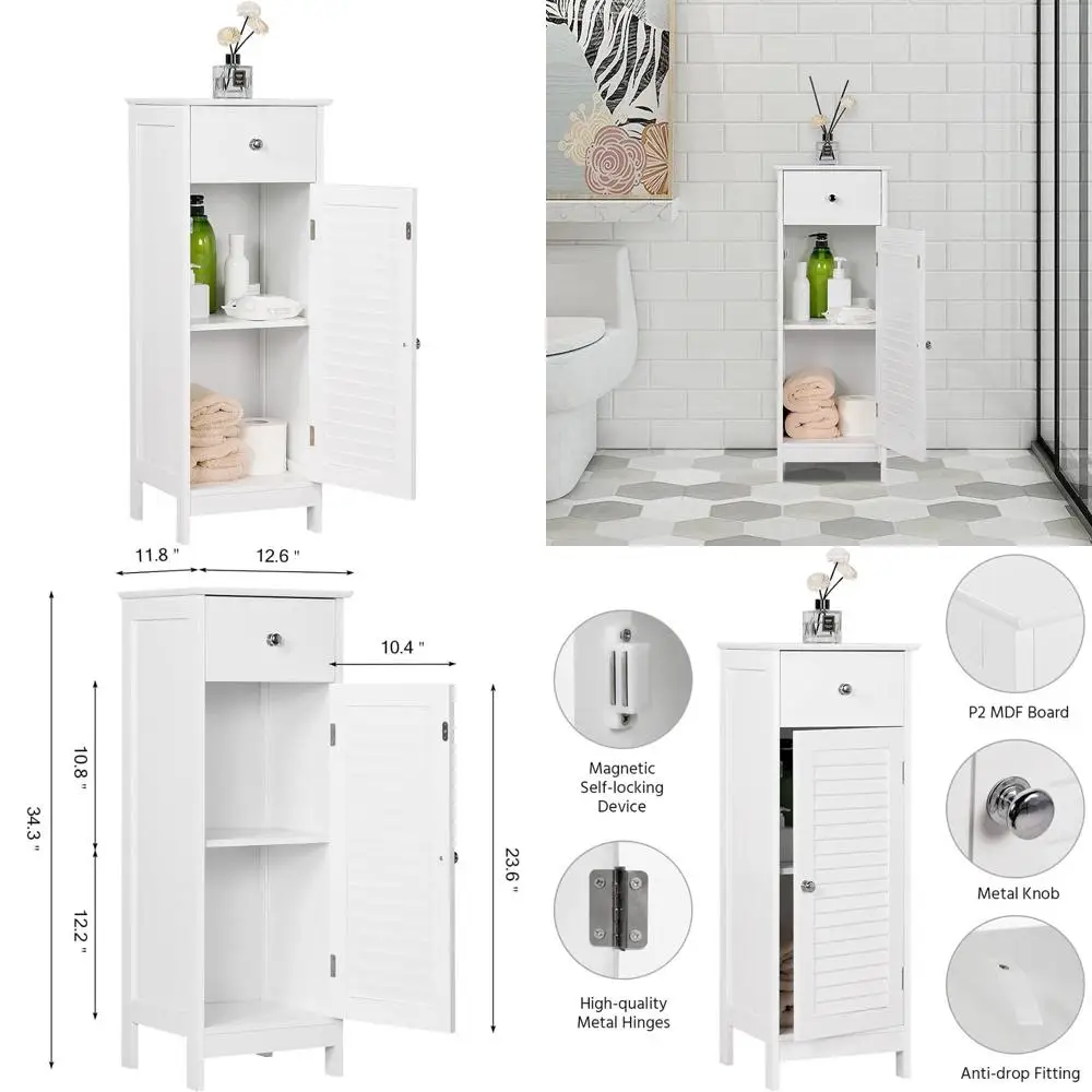

freestanding bathroom storage cabinet with drawer and door