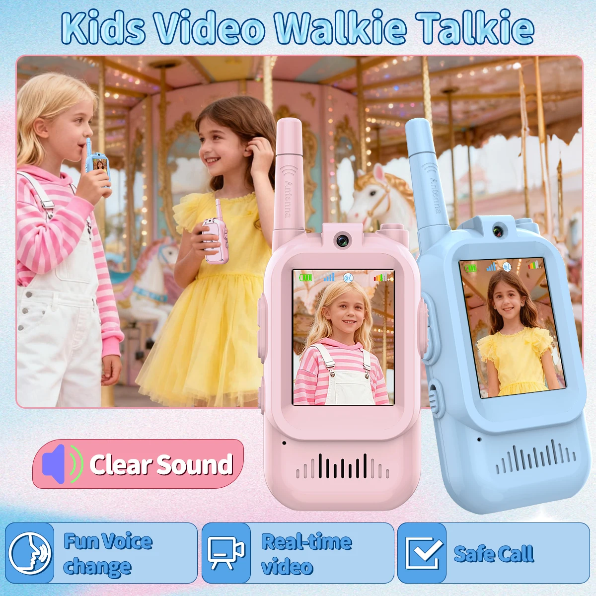 

2 шт. AIRITON JK200 детская видео рация перезаряжаемый 2-дюймовый экран высокой четкости вызов в один клик мультфильм интерко