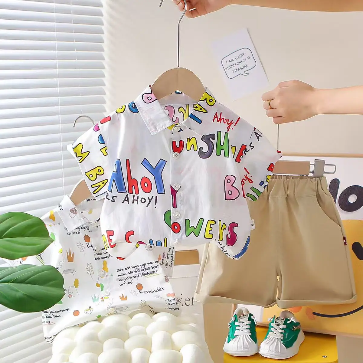 

Boys' Summer Short Sleeve Set 2025 New Western Style Shirt Boys' Baby Clothing Children's Two Piece Set