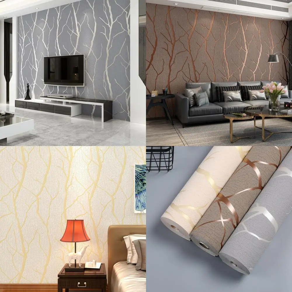 

Темно-коричневые 3D ветки дерева, стена для гостиной, спальни, акцентная стена, отель, утолщенная кожа оленя, бархатные обои