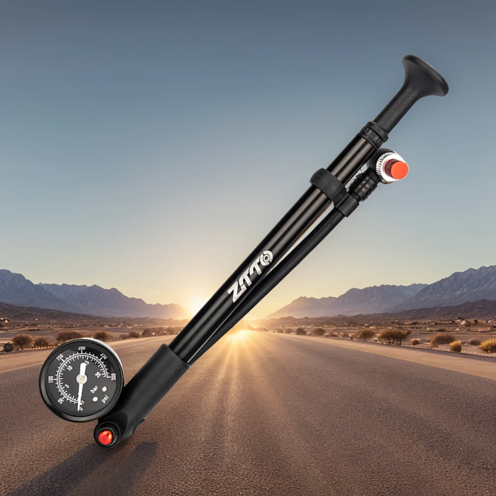 300PSI Bicycle Air Pump with Gauge Bike Air Shock Absorber Schrader Valve Bike Tire Air Pump for Fork & Rear Suspension