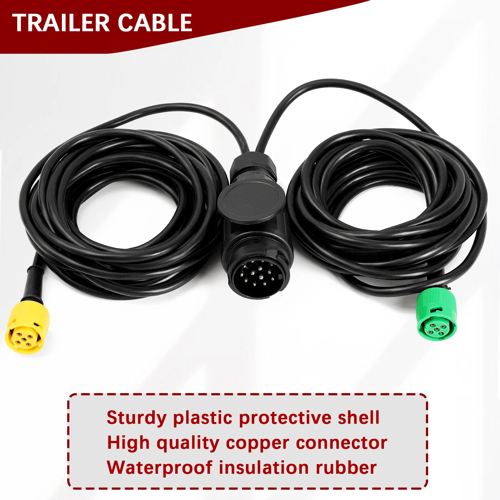 

Trailer Wiring Harness 13-Pin 5 m Trailer Lighting Extension Cable Pre-Wired 13-Pin Plug to 2 Pieces 5-Pin Bayonet Connector