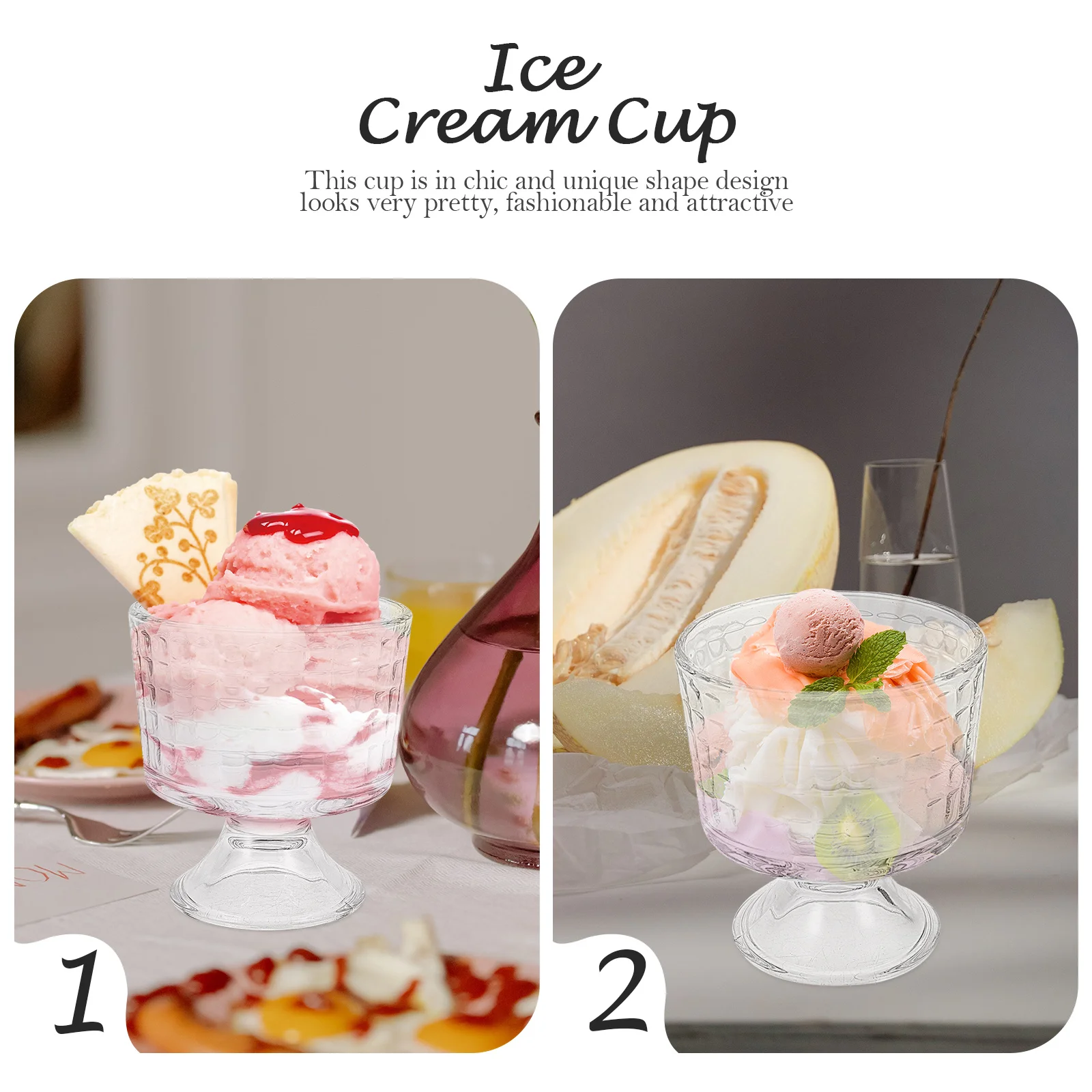 

Unique Shaped Glass Yogurt Cup Elegant Home Accessory Safe Material Comfortable Use for All Events Dessert Cup