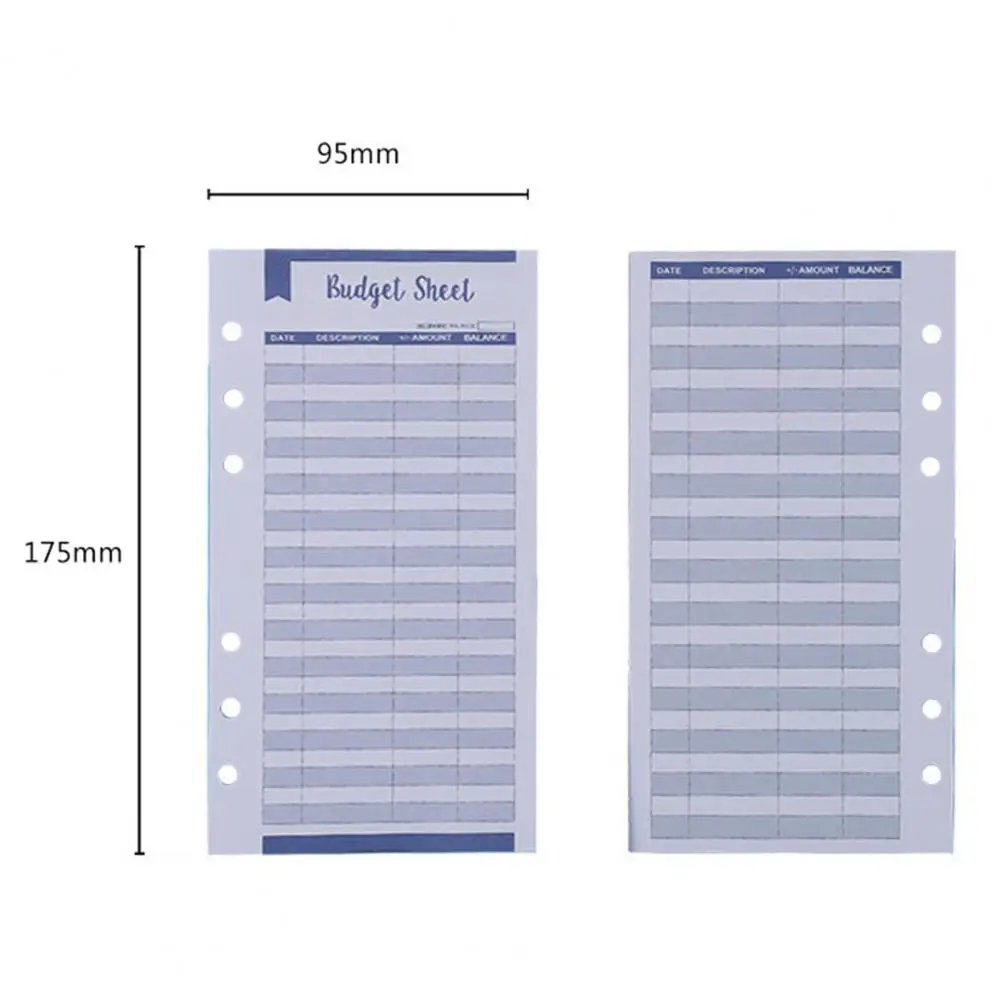 Tarjeta de presupuesto A6 de 12 piezas, hojas de presupuesto de diseño de 6 agujeros, hojas de presupuesto de gastos multicolor, herramienta de presupuesto, suministros escolares y de oficina