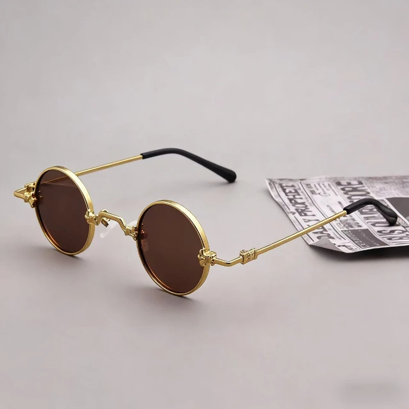 

New High-end Retro Small Round Frame Polarized Sunglasses Man Personality Hip-hop Glasses Woman Outdoor UV400 Driving Eyeglasses