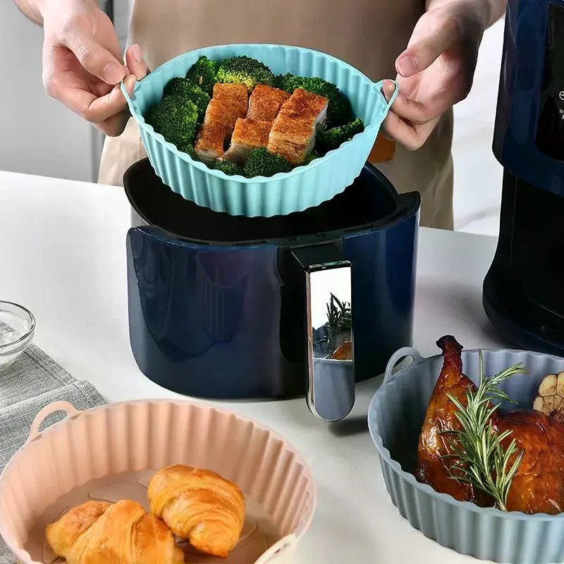 Air Fryer Silicone Tray Baking Mat Fried Basket Liner Pot Holder Grill Pan Replacement Bakeware Pizza Pan For Healthy Cooking view 3
