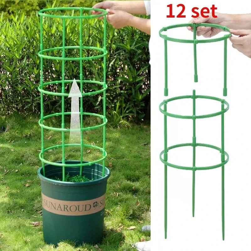 12 Set Plant Support Pile Half Round Climbing Vines Stake Bonsai Fixing Rod Garden Plant Stake Holder Flower Ring Support Rack