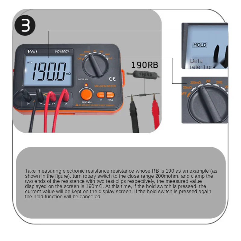 VC480C milliohmmetro digitale ad alta precisione DC Tester a bassa resistenza rilevabile trasformatore di resistenza circuito ohmmetro