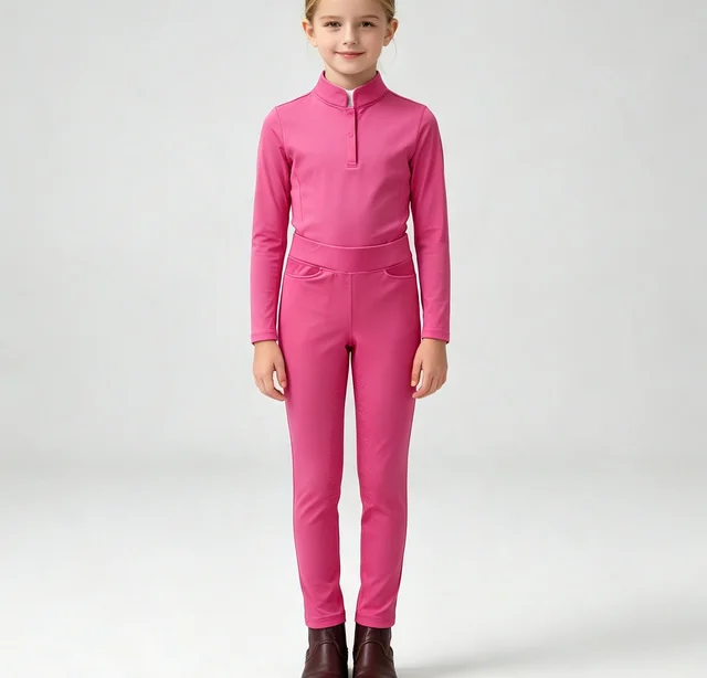 Summer children's equestrian pants high elasticity knitted children's horse riding pants full silicone 3