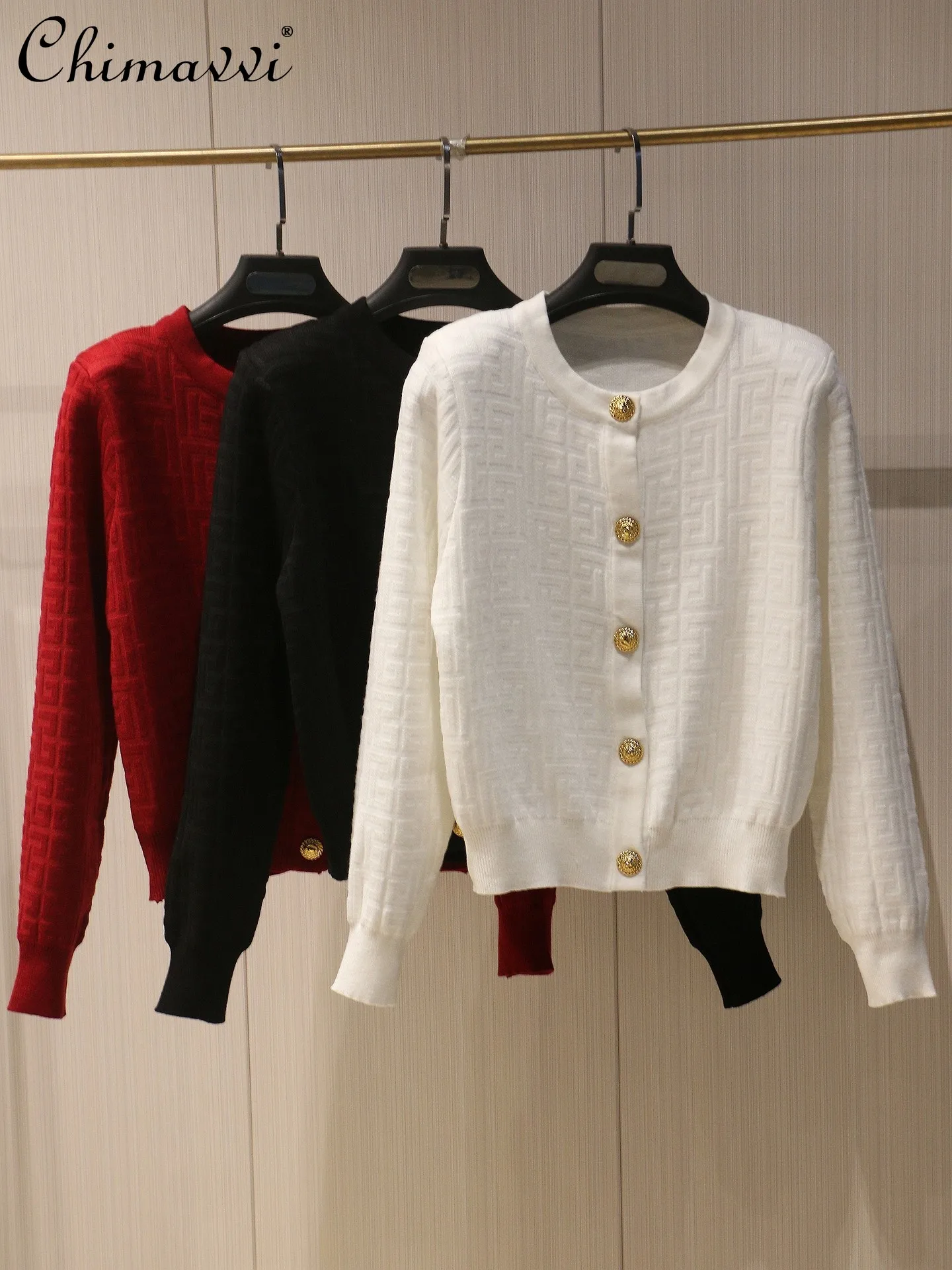 

Модный вязаный кардиган с металлической застежкой, женский, с круглым вырезом, длинными рукавами, приталенный, укороченный свитер-пальто, новинка весны и осени 2026 года