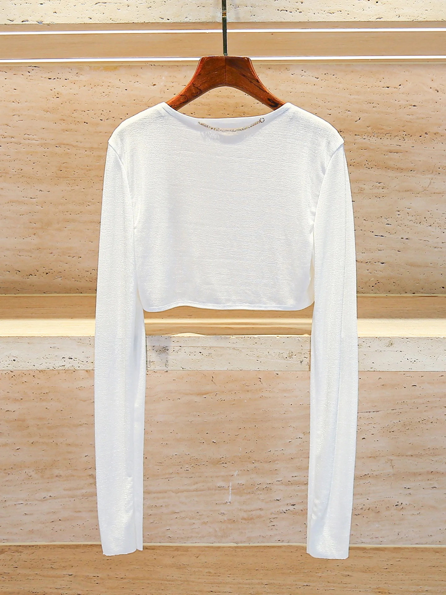 High-End Summer ort Thin Women's Knitted Sunscreen Cardigan Top Commute Sle High Waist Other Material Long Sve round Ne