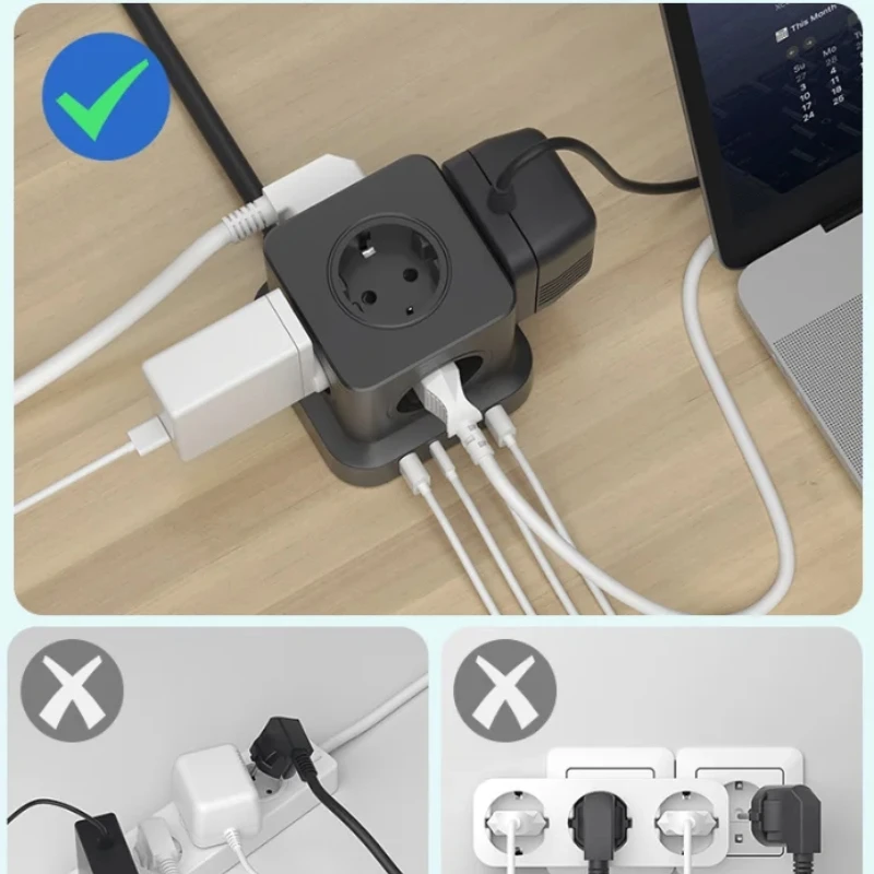 European-style tower desktop power adapter, EU standard magic plug socket, multi-functional extension plug, EU standard converte