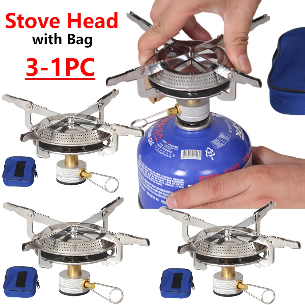 

Outdoor Camping Gas Stove Mini Gas Burner with Storage Bag Lightweight Stove Head Adjustable for Outdoor Camp