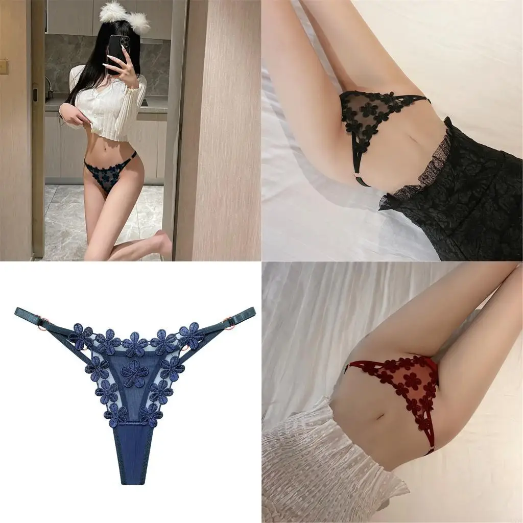 

L5YC Цветочные кружевные стринги для женщин G-String Thongs T-Back с низкой талией трусики из трусики из нижнего белья чистые