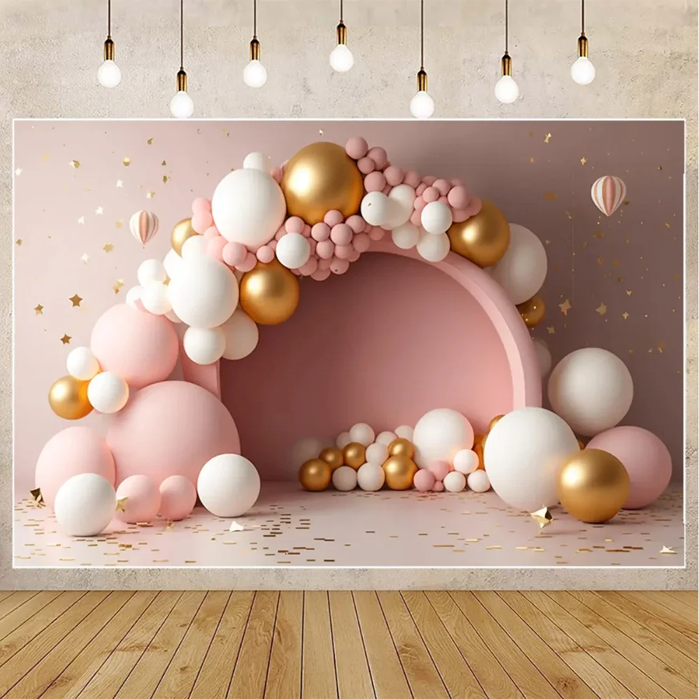 모시카 배경 풍선 아치 디지털 배경 하트, 유아 생일, 신생아 출산 오버레이, JPEG 포토샵 합성