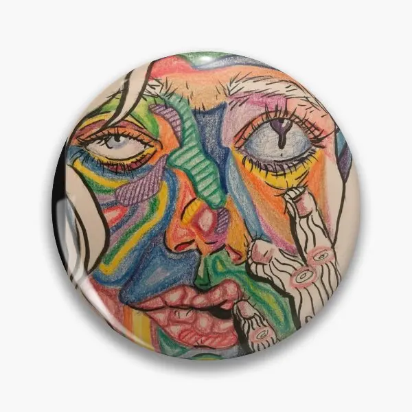 Trippy Drippy Face Close Up  Soft Button Pin Creative Gift Metal Women Decor Badge Lapel Pin Lover Brooch Cartoon Jewelry Hat