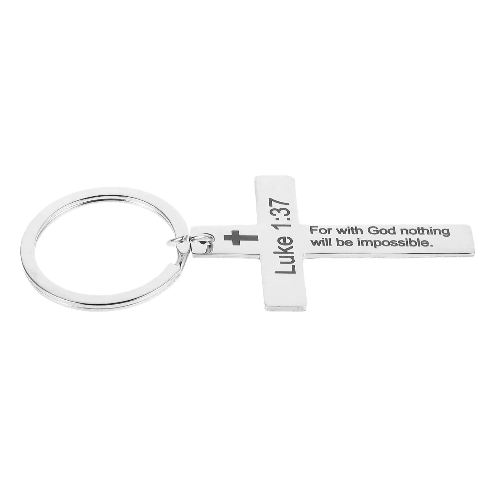 

Cross Keychains Stainless Steel Pendant Necklace Silver Color Engraved Design Funny Keychain Gift Women Kids Bag Hanging