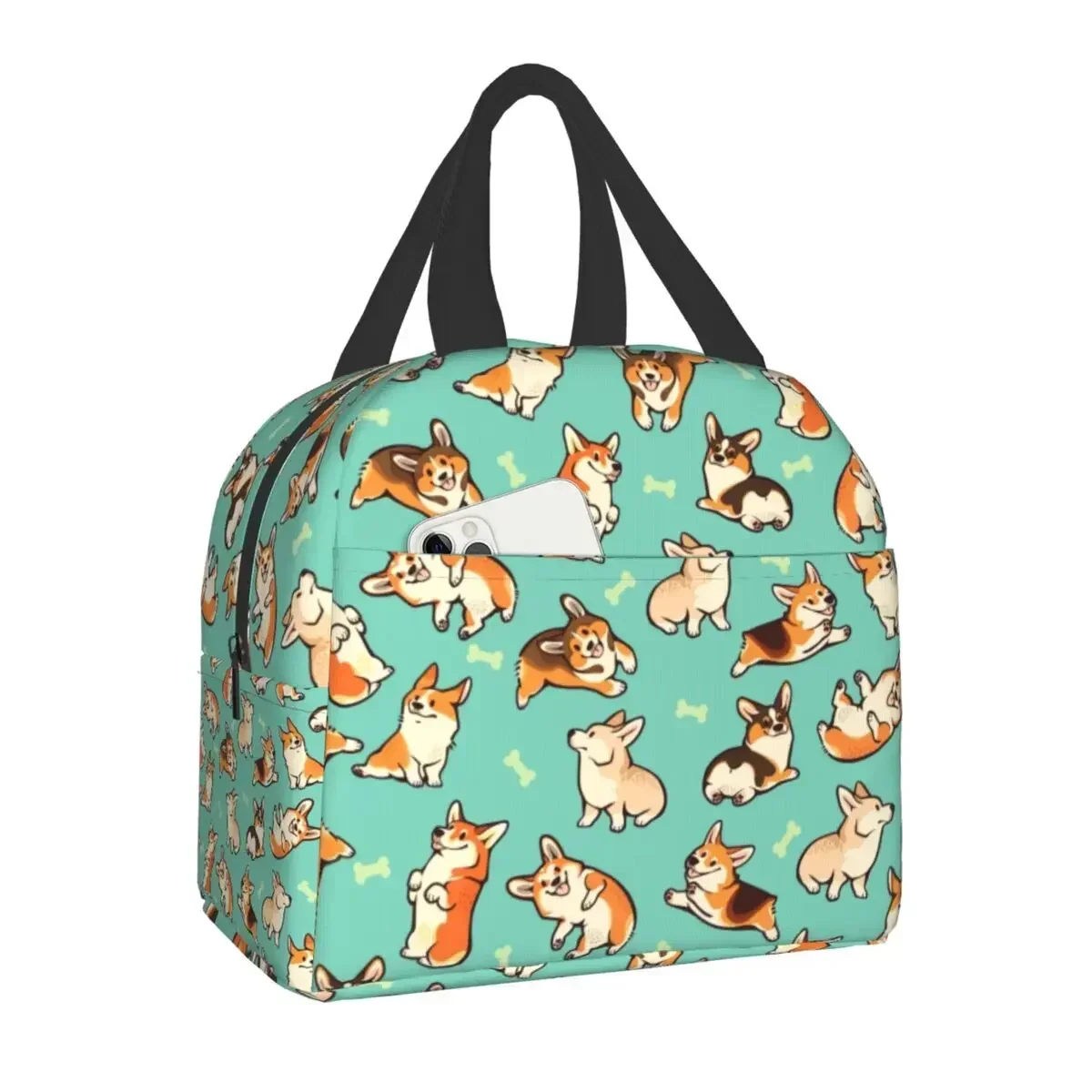 Cute Jolly Corgis Portable Lunch Box Waterproof Thermal Cooler Food Insulated Welsh Corgi Dog Lunch Bag For Women School Work