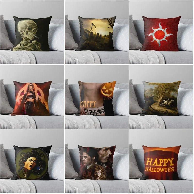 Home pillow case Cushion covers 45X45cm Modern Living Room sofa House bed halloween pumpkinfall 40*40 fear Skeleton funny