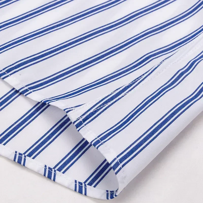 Non-Iron Striped Men Business Shirts Long Sleeve Regular Fit Good Quality 100%Cotton Mens Dress Shirt Formal Casual New