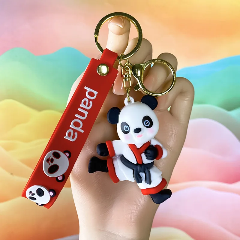 3D Karet PVC Kartun Panada Gantungan Kunci Ransel Aksesoris Liontin Gantungan Kunci Pabrik Disesuaikan Kartun Karet Lembut Gantungan Kunci