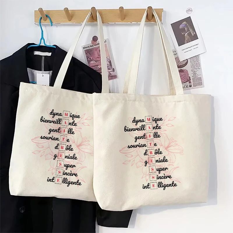 Teacher Theme Tote Bag Inspired School Shoulder Bag with French Style Design, Educational Motif Handbag Cadeau Maitresse D'école