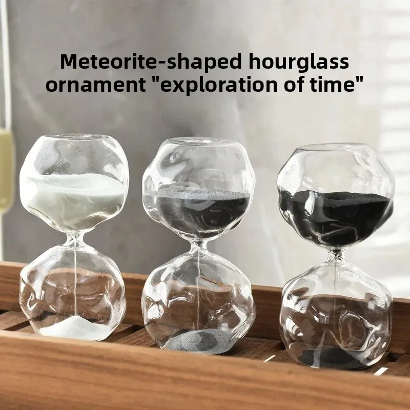 Nordic Home Blue Shaped Glass Hourglass Timer 30 Minutes Art Hourglass Creative Gift Home Decoration Desktop Birthday Gift