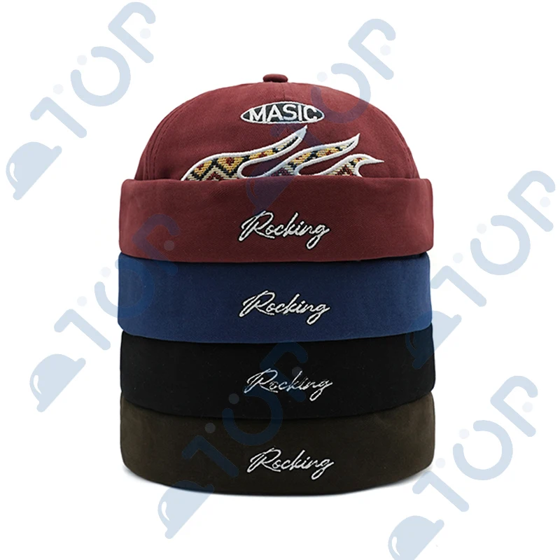 Aztec Pattern Docker Cap Ethnic Style Brimless Caps Letter Embroidery Beanie Skull Cap Caps Vintage Retro Outdoor Street Hip Hop