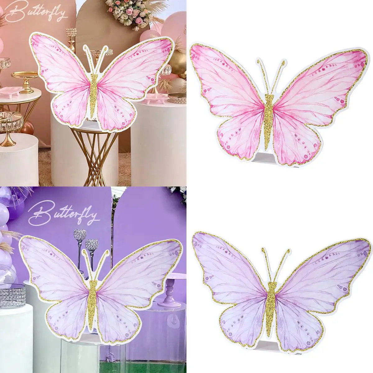 Fundo de Borboleta Rosa para Crianças, KT Board, Decorações De Festa De Aniversário, Decoração De Casamento, 1 °, 1 Ano, Baby Shower