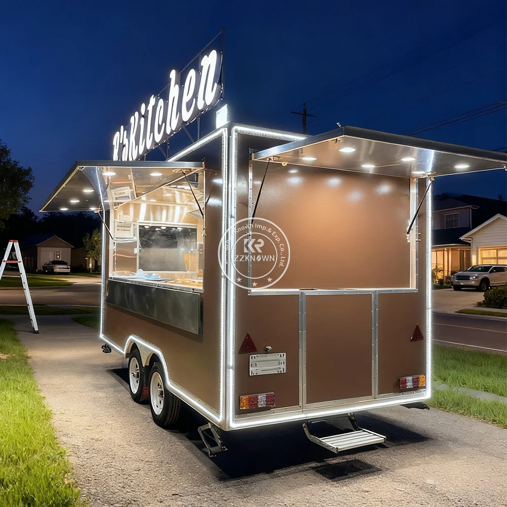 Street Food Truck Coffee Snack Pizza Restaurant Fully Equipped Ice Cream Cart Concession Food Trailer With Full Kitchen