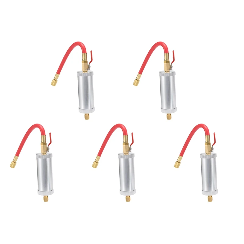 

5X Dye Injector Air Conditioning Oil Injection R12 R134A R22 Dye Injection 2 Ounce Pure Liquid Coolant Filler Tube Red-A82M