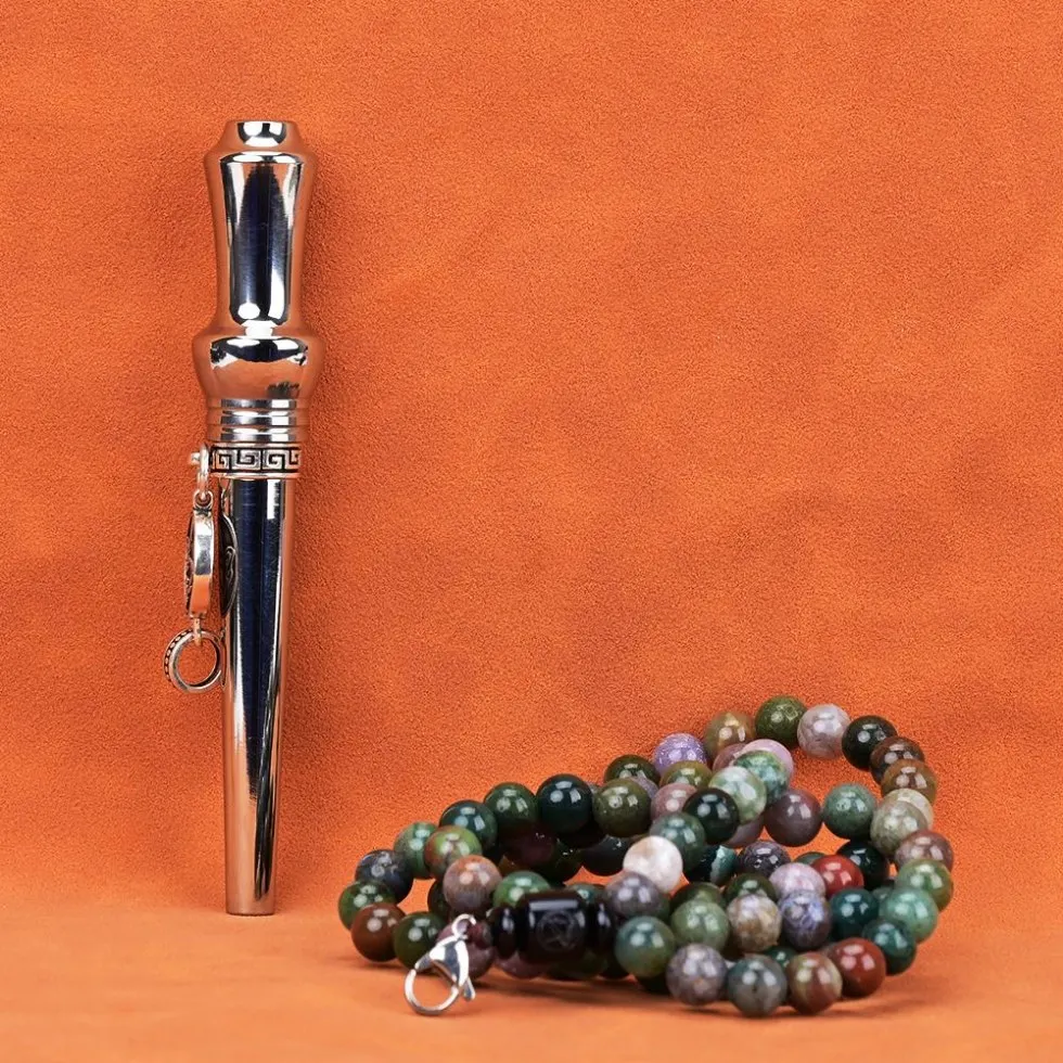 Premium Titanium Cigarette Holder with Arab Shisha Stone Bead Chain for Parties and Family Gatherings