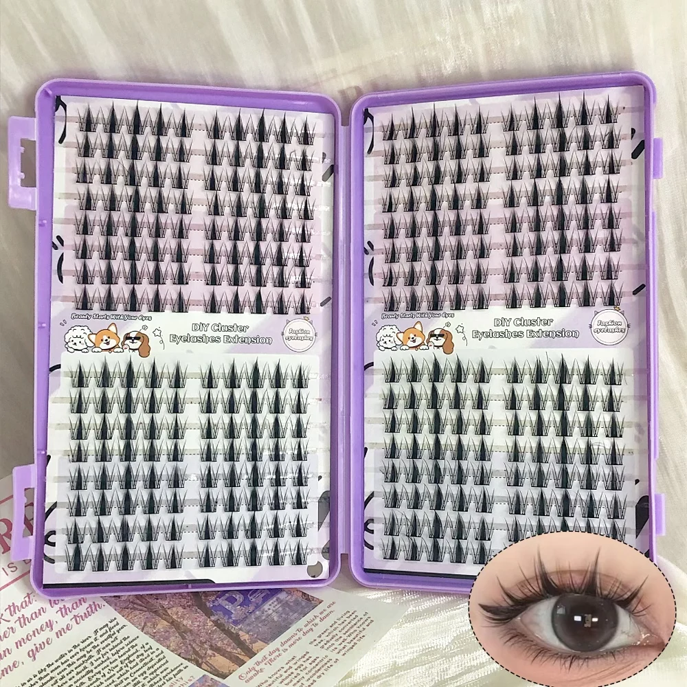 1/doos 320 Bundels Nertsen Valse Wimper Natuurlijke Russische 3D laes Individuele Wimper extension cluster make-up tool groothandel wimpers