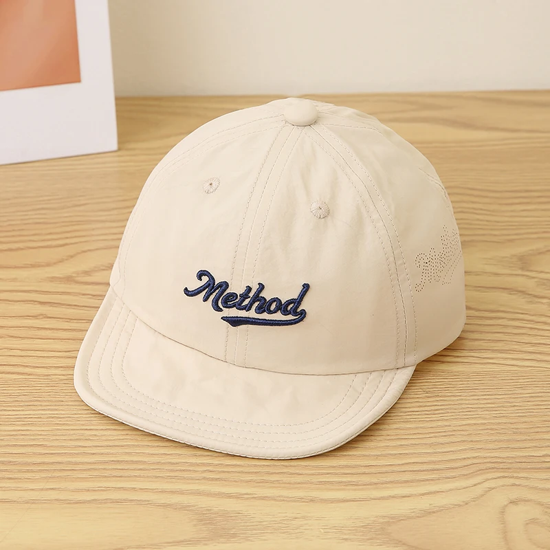 Method American-style bold embroidery quick-dry soft brimmed children's baseball cap with side ventilation mesh for casual sport view 3