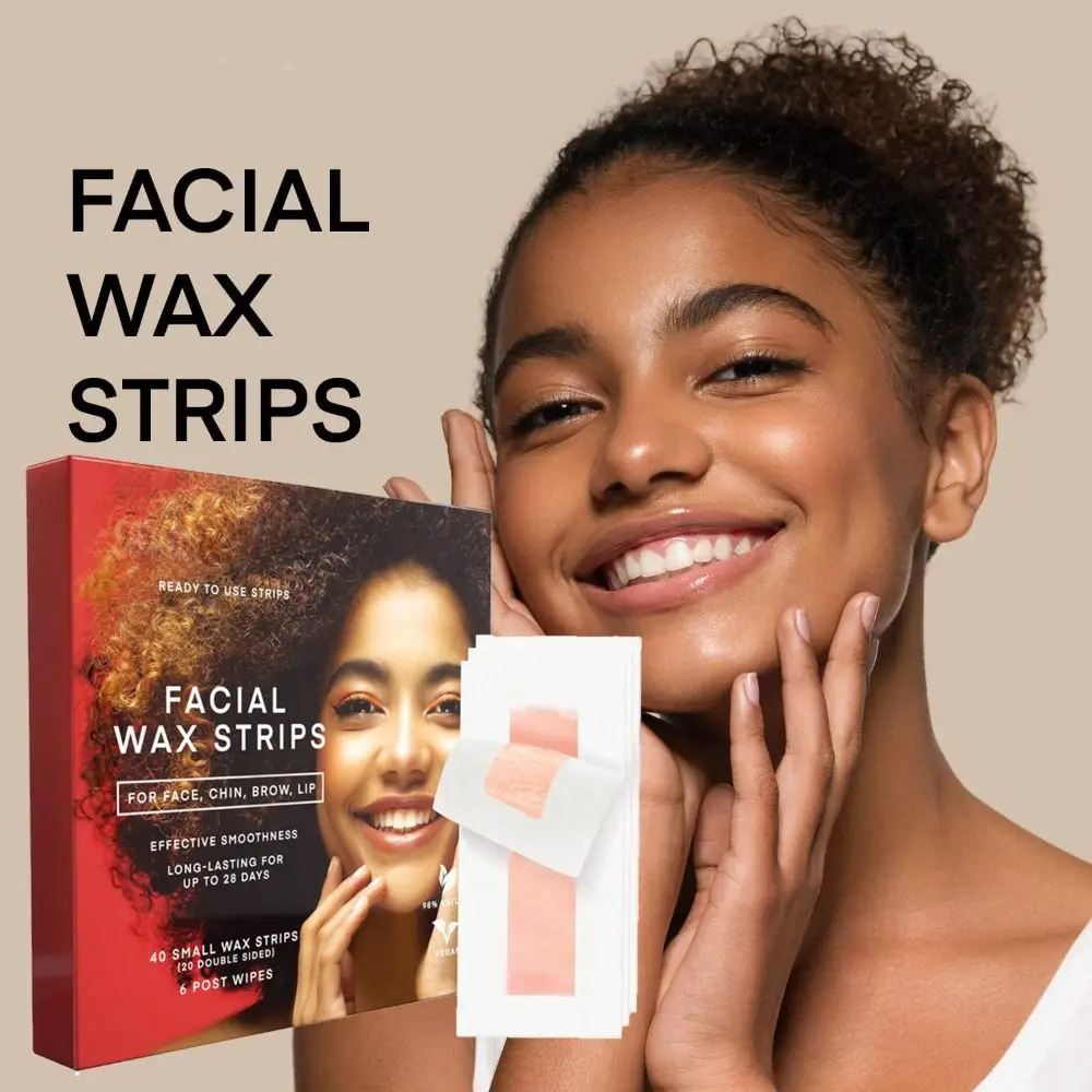 

Natural Facial Wax Strips Sensitive Skin Friendly Vegan Waxing Hair Remover Kit with 10 Wipes Wax Hair Removal