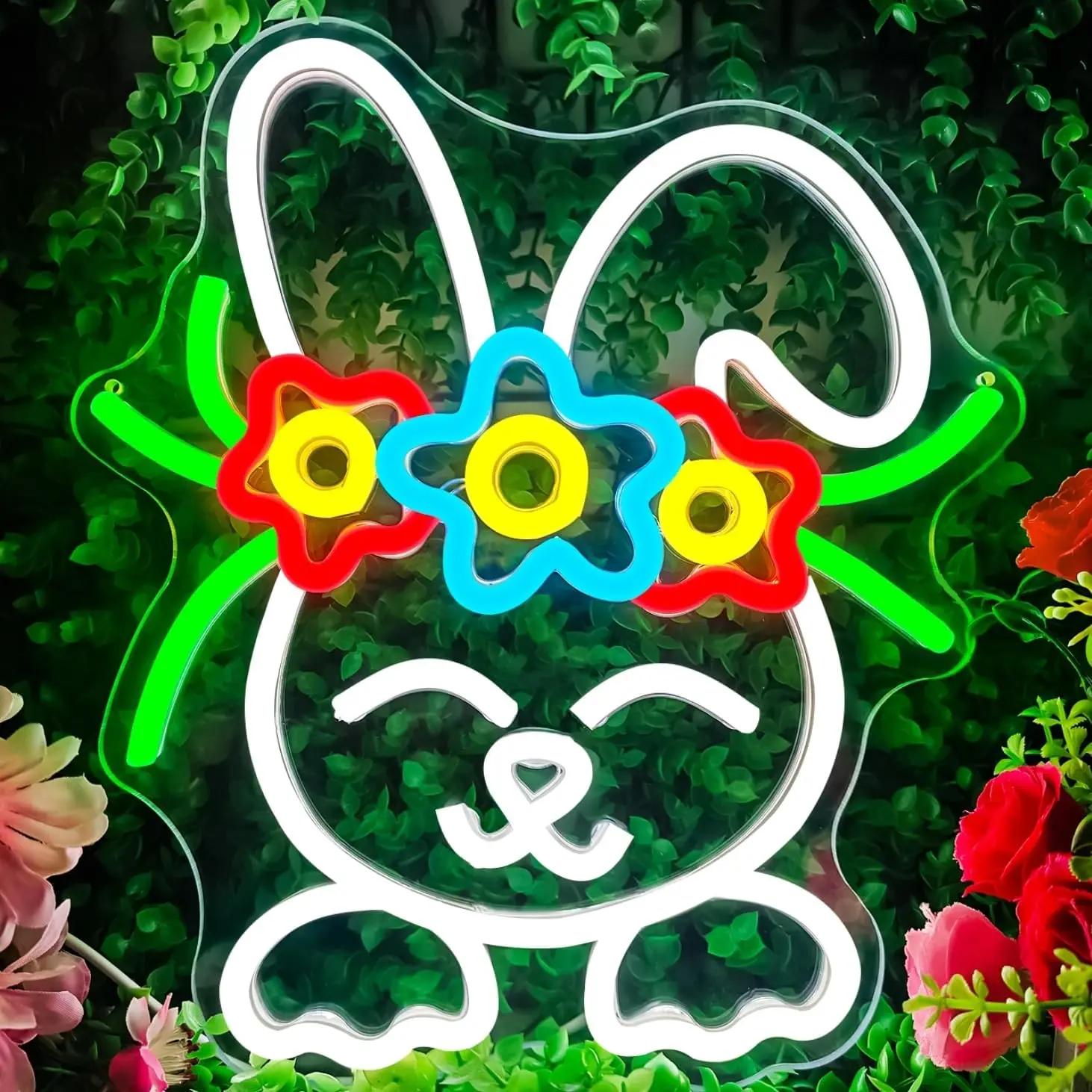 

Пасхальная неоновая вывеска для декора стен, украшения с кроликом, неоновые светодиодные фонари для весеннего бара, гостиной, вечеринки, праздника, спальни, подарки