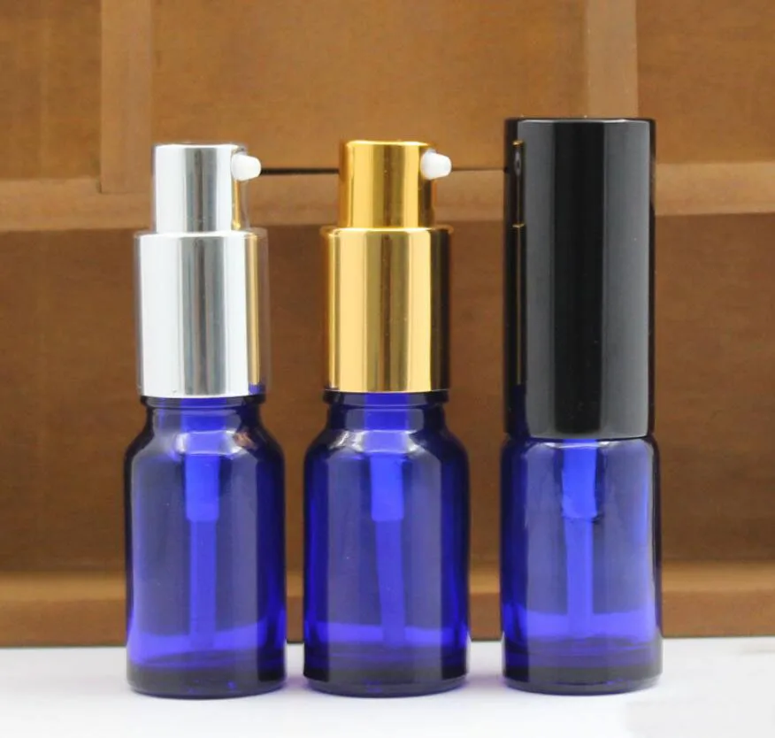 10ml clear/blue/green/brown glass bottle pump essential oil serum  moisture essence mist sprayer liquid skin care cosmetic pack