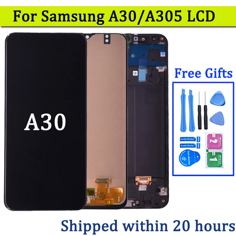 터치 스크린 디지타이저 어셈블리 포함 LCD 디스플레이, 삼성 A30 LCD용, A305 DS A305FN 