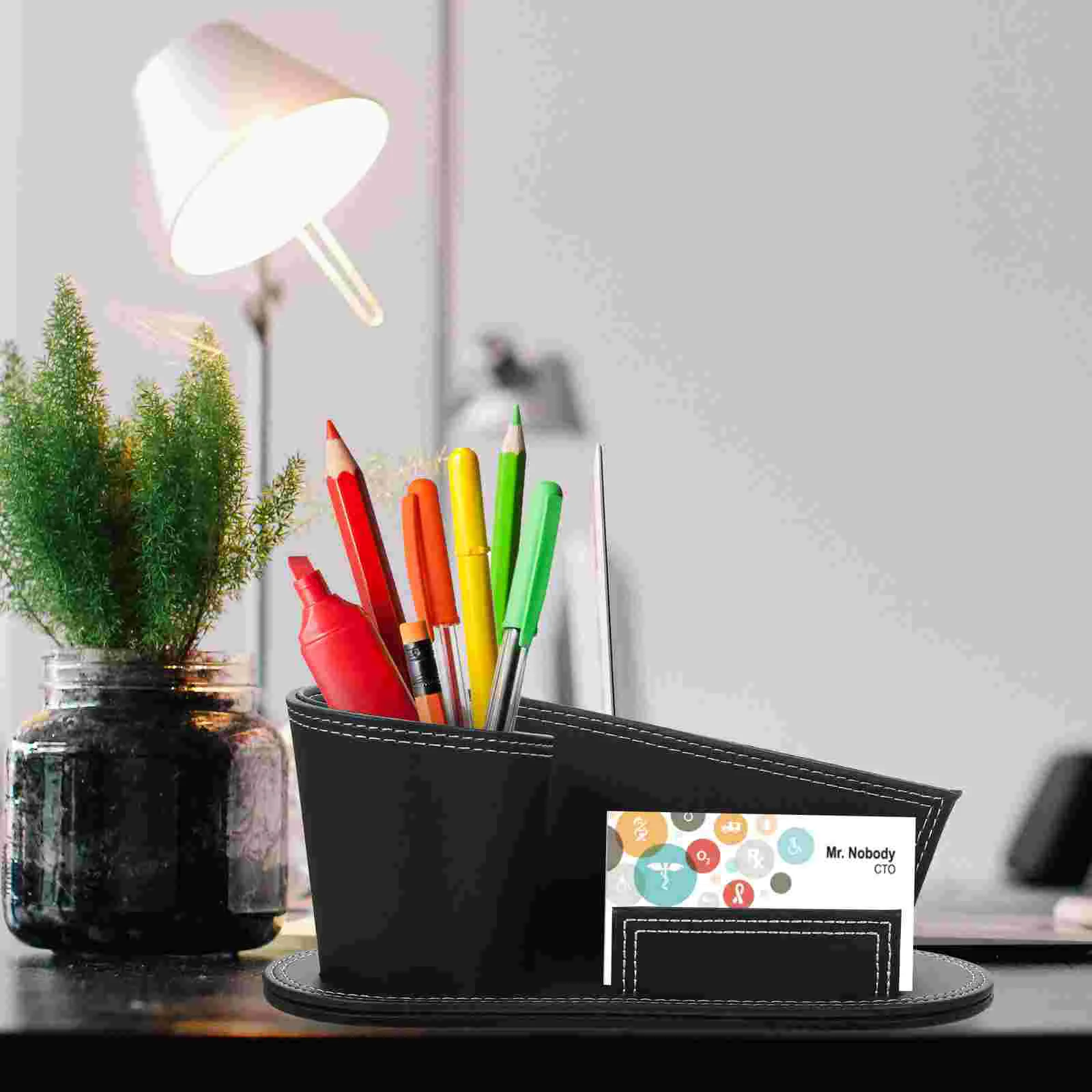 Uchwyty na długopisy Pu Organizer na biurko Stojak na wizytówki Uchwyt na artykuły biurowe Stylowe akcesoria na biurko Przybory do pisania