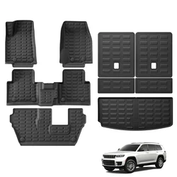 For Jeep Grand Cherokee L 2021-2024 Car Trunk Mat TPE Foot Mats All Weather Anti-Slip Rear Trunk Pad Cargo Liner Anti Dirty Pad