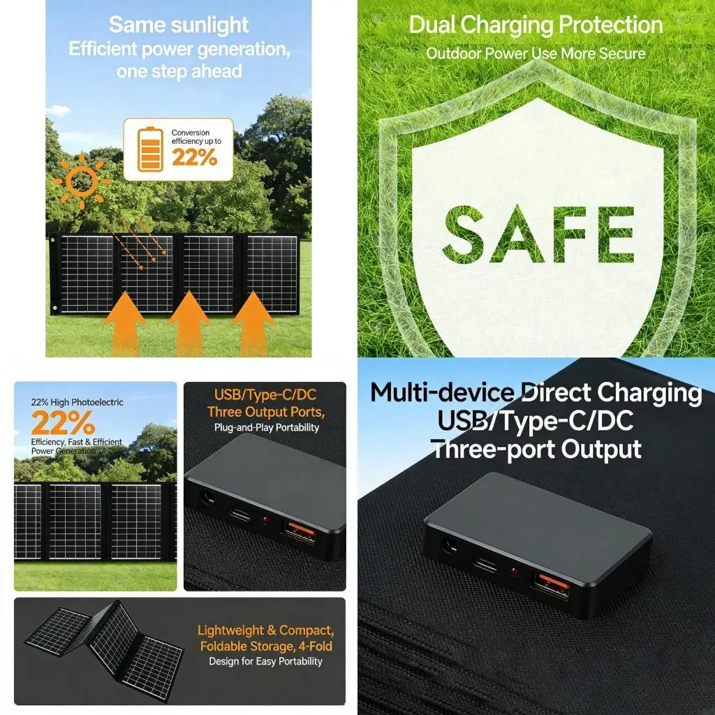 

Высокоэффективные складные портативные солнечные зарядные устройства 40 Вт для наружного источника питания