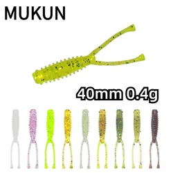 MUKUN 20PCS Mini Ajing Soft Fishing Lure 0.4g/40mm Soft Worm Jigging Wobbler Artificial Fishing Accessories
