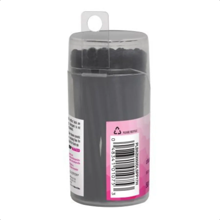 스위스퍼스 프리미엄 제품 숯 면봉 (다크 블랙 색상) 100% 면 팁 50개입 1팩 메이크업 뷰티 터치업용